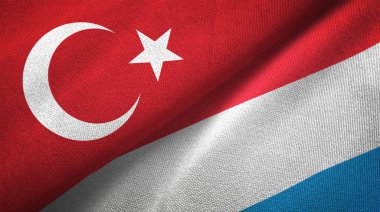 Türkiye ve Lüksemburg bayrakları birlikte tekstil kumaş, kumaş doku