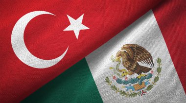 Türkiye ve Meksika bayrakları birlikte tekstil kumaş, kumaş doku