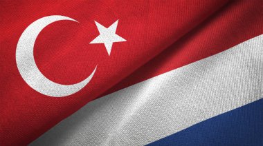 Türkiye ve Hollanda bayrakları birlikte tekstil kumaş, kumaş doku