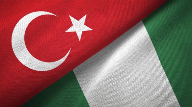 Türkiye ve Nijerya bayrakları birlikte tekstil kumaş, kumaş doku