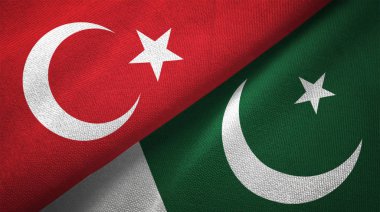 Türkiye ve Pakistan bayrakları birlikte tekstil kumaş, kumaş doku