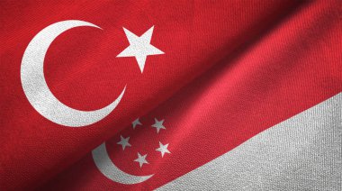 Türkiye'de ve Singapur bayrakları birlikte tekstil kumaş, kumaş doku
