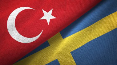 Türkiye ve İsveç bayrakları birlikte tekstil kumaş, kumaş doku