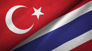 Türkiye ve Tayland bayrakları birlikte tekstil kumaş, kumaş doku
