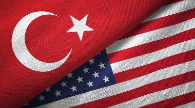 Türkiye ve ABD bayrakları birlikte tekstil kumaş, kumaş doku
