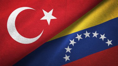 Türkiye ve Venezuela bayrakları birlikte tekstil kumaş, kumaş doku