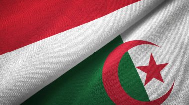 Endonezya ve Cezayir bayrakları birlikte tekstil kumaş, kumaş doku