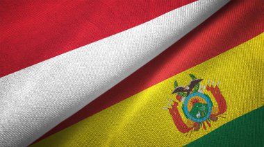 Endonezya ve Bolivya bayrakları birlikte tekstil kumaş, kumaş doku