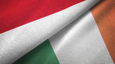 Endonezya ve İrlanda bayrakları birlikte tekstil kumaş, kumaş doku