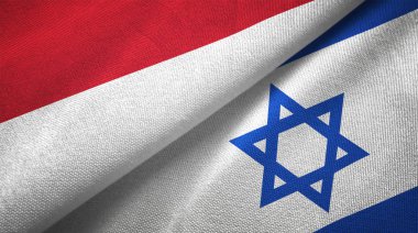 Endonezya'da ve İsrail bayrakları birlikte tekstil kumaş, kumaş doku