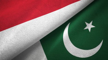 Pakistan ve Endonezya bayrakları birlikte tekstil kumaş, kumaş doku
