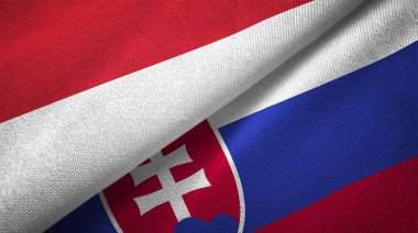 Endonezya ve Slovakya bayrakları birlikte tekstil kumaş, kumaş doku