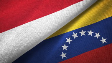 Endonezya ve Venezuela bayrakları birlikte tekstil kumaş, kumaş doku
