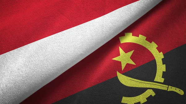 Indonesia Angola Flags Together Textile Cloth Fabric Texture — Stock Photo, Image