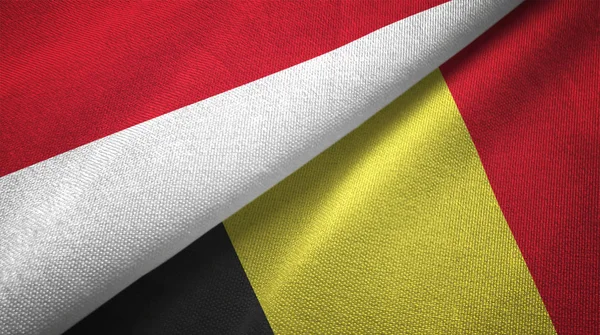 Indonesia Belgio Bandiere Insieme Tessuto Tessitura Tessuto — Foto Stock