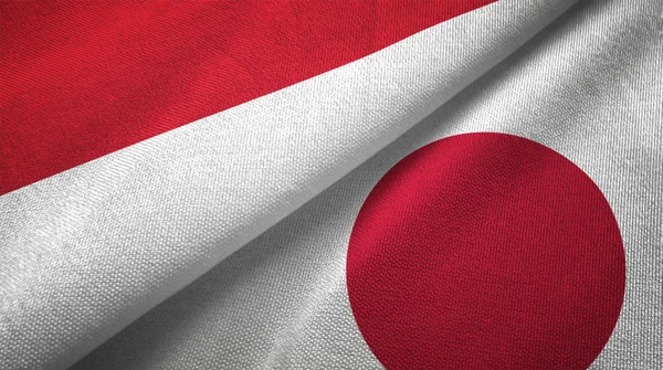 Endonezya ve Japonya bayrakları birlikte tekstil kumaş, kumaş doku