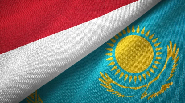 Endonezya ve Kazakistan bayrakları birlikte tekstil kumaş, kumaş doku