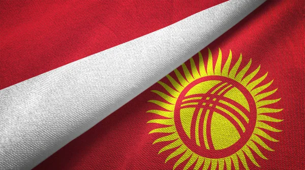Indonesia Kirguistán Banderas Juntos Tela Textura Tela — Foto de Stock