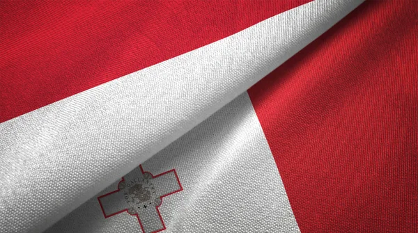 Indonezja Malta Flagi Tkaniny Tekstylne Razem Tekstura Tkanina — Zdjęcie stockowe