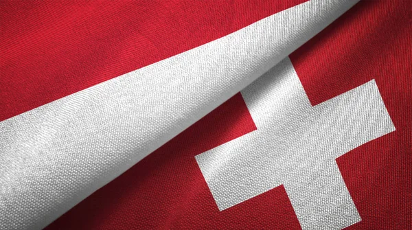 Indonesien Och Schweiz Flaggor Grupp Textil Duk Tyg Textur — Stockfoto