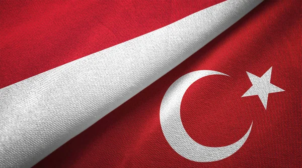 Indonesia Dan Turki Bendera Bersama Sama Kain Tekstil Tekstur Kain — Stok Foto