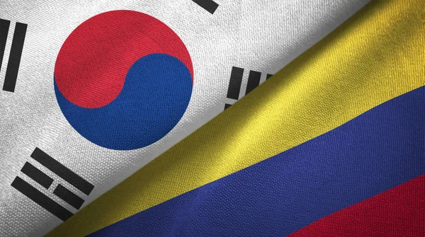 Jižní Korea Kolumbie Příznaky Dohromady Textilní Tkaniny Textilie Textura — Stock fotografie
