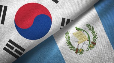 Güney Kore ve Guatemala bayrakları birlikte tekstil kumaş, kumaş doku