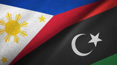 Filipinler ve Libya bayrakları birlikte ilişkiler tekstil kumaş, kumaş doku
