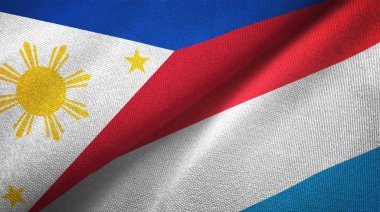 Filipinler ve Lüksemburg bayrakları birlikte ilişkiler tekstil kumaş, kumaş doku