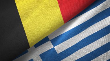 Belçika ve Yunanistan bayrakları birlikte ilişkiler tekstil kumaş, kumaş doku