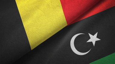 Belçika ve Libya bayrakları birlikte ilişkiler tekstil kumaş, kumaş doku