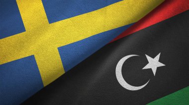 İsveç ve Libya bayrakları birlikte ilişkiler tekstil kumaş, kumaş doku