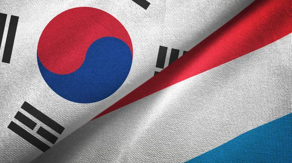 Corea Del Sud Lussemburgo Bandiere Insieme Panno Tessile Trama Del — Foto Stock