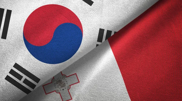 Jižní Korea Malta Příznaky Dohromady Textilní Tkaniny Textilie Textura — Stock fotografie