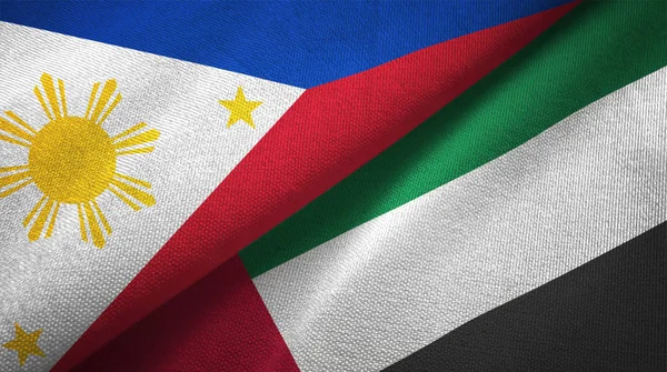 Philippines and United Arab Emirates flags together relations textile cloth, fabric texture