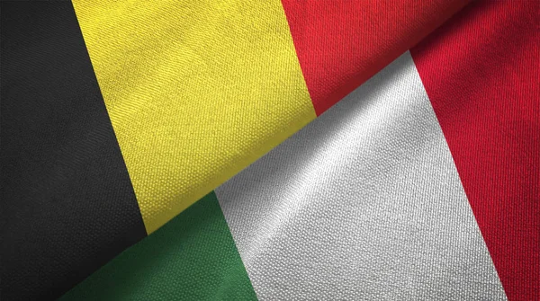 Belgio Italia Bandiere Insieme Relazioni Stoffa Tessile Tessitura Tessuto — Foto Stock