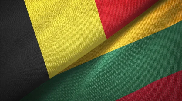Belgio Lituania Bandiere Insieme Relazioni Stoffa Tessile Tessitura Tessuto — Foto Stock