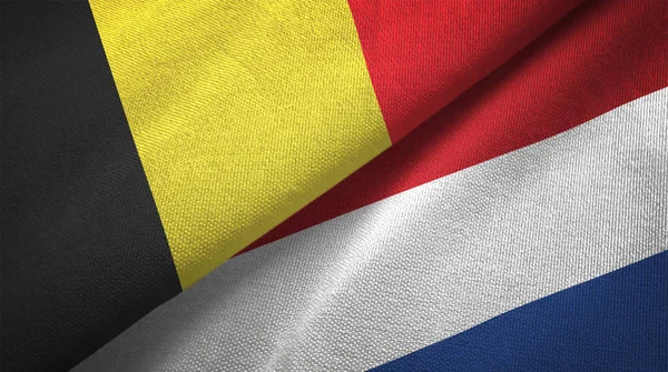 België Nederland Vlaggen Samen Betrekkingen Textiel Doek Stof Textuur — Stockfoto