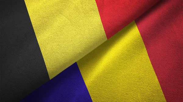 Belgio Romania Bandiere Insieme Relazioni Stoffa Tessile Tessitura Tessuto — Foto Stock