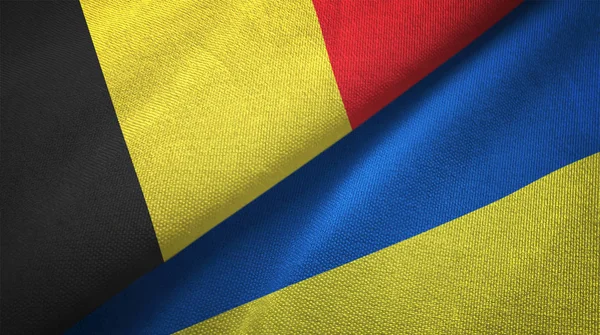 België Oekraïne Vlaggen Samen Betrekkingen Textiel Doek Stof Textuur — Stockfoto