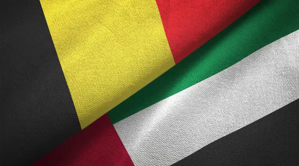 Belgio Emirati Arabi Uniti Bandiere Insieme Relazioni Stoffa Tessile Trama — Foto Stock