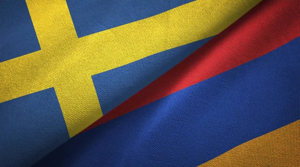 Suecia Armenia Banderas Juntas Relaciones Tela Textil Textura Tela —  Fotos de Stock