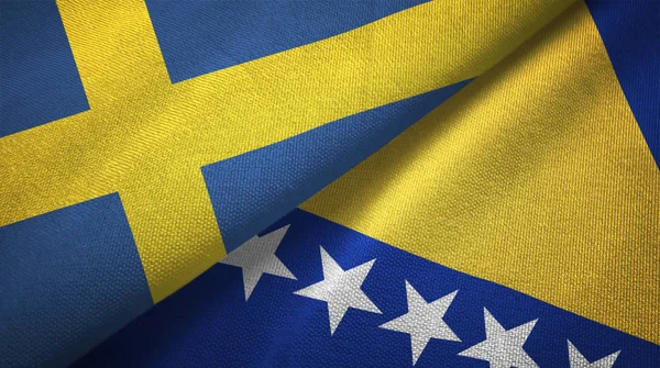 Suecia Bosnia Herzegovina Banderas Juntas Relaciones Tela Textil Textura Tela —  Fotos de Stock