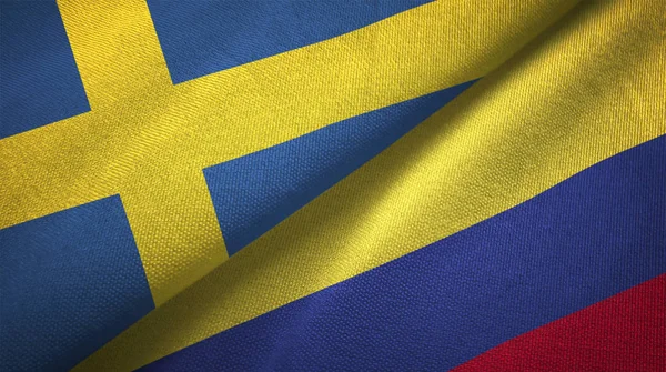 Suecia Colombia Banderas Juntas Relaciones Tela Textil Textura Tela —  Fotos de Stock