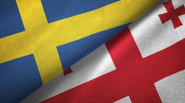Svezia Georgia Bandiere Insieme Relazioni Stoffa Tessile Tessitura Tessuto — Foto Stock