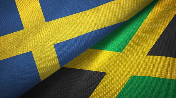 Suecia Jamaica Banderas Juntas Relaciones Tela Textil Textura Tela —  Fotos de Stock