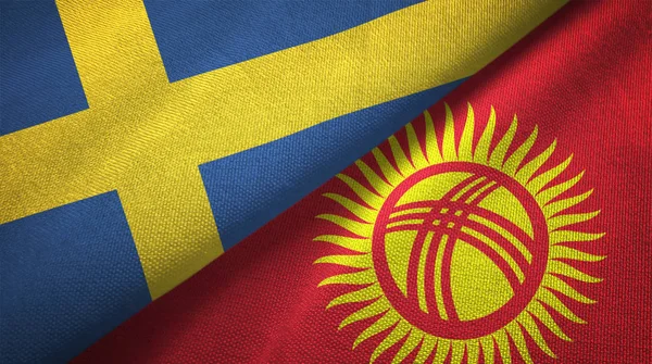 Suecia Kirguistán Banderas Juntas Relaciones Tela Textil Textura Tela — Foto de Stock