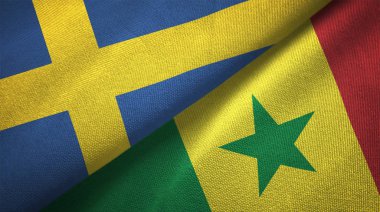 İsveç ve Senegal bayrakları birlikte ilişkiler tekstil kumaş, kumaş doku