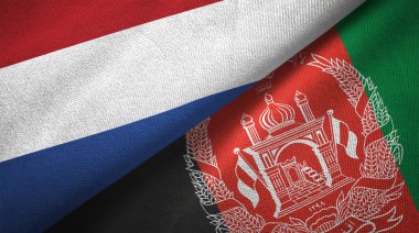 Hollanda ve Afganistan bayrakları birlikte ilişkiler tekstil kumaş, kumaş doku