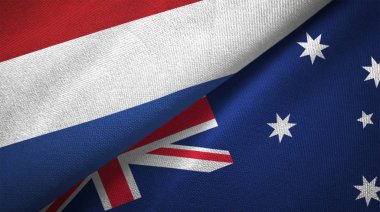 Hollanda ve Avustralya bayrakları birlikte ilişkiler tekstil kumaş, kumaş doku